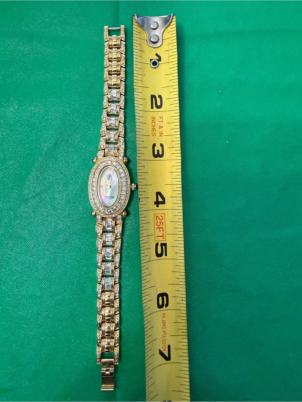 Victoria Wieck Gold-Tone Crystal Oval Mother-of-Pearl Bracelet Watch - Picture 3 of 7